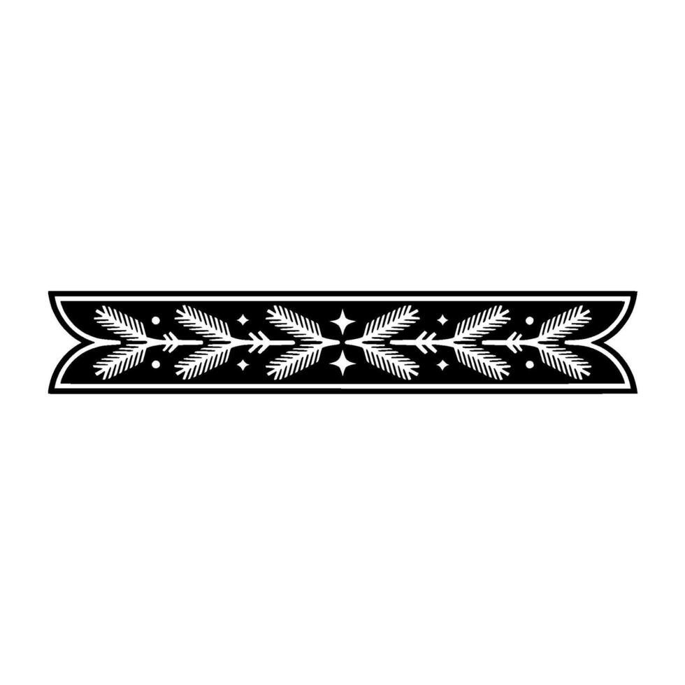 Black White Christmas Border Pine Sprigs Stars, Minimalist vector