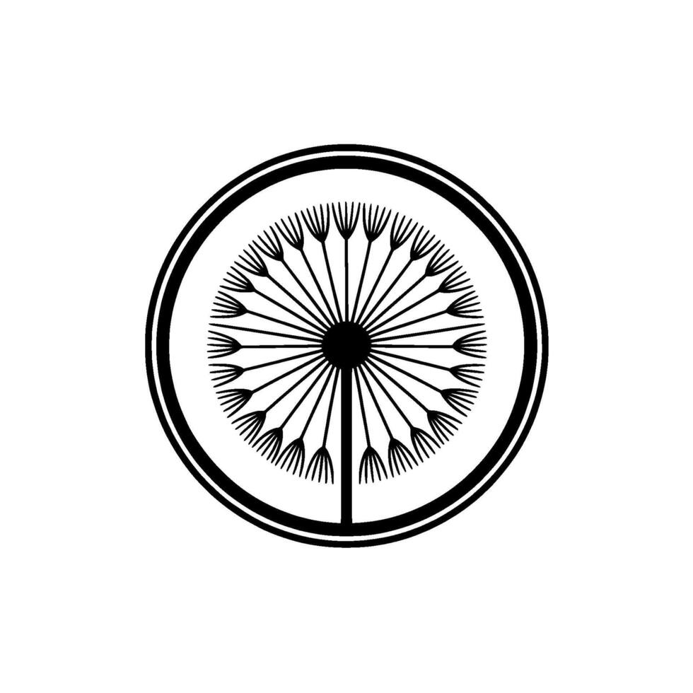 Minimalist Dandelion , Black and White Circle, Modern Aesthetic vector