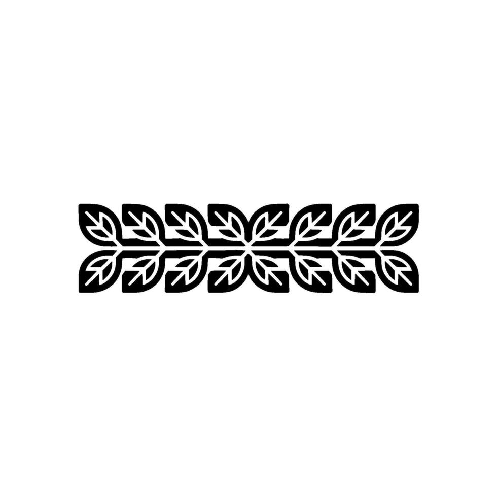 Minimalist Floral Border Element, Black Leaves on White Background vector