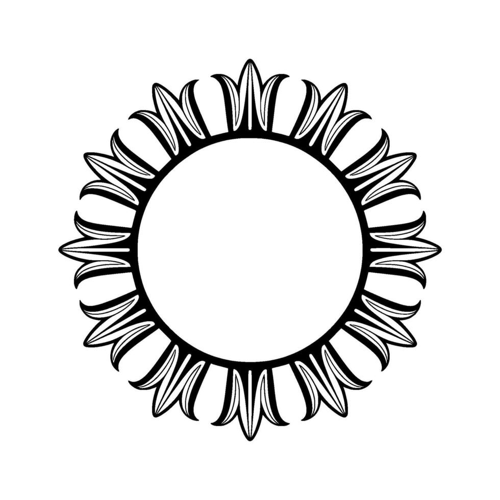 Ornamental Black White Floral Circular Frame vector