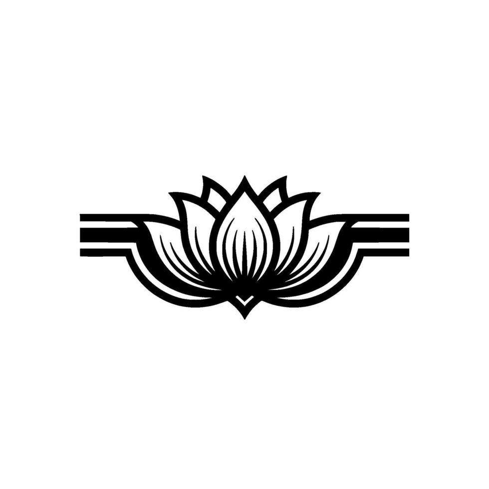 Minimalist Lotus Flower Black White Ornament vector