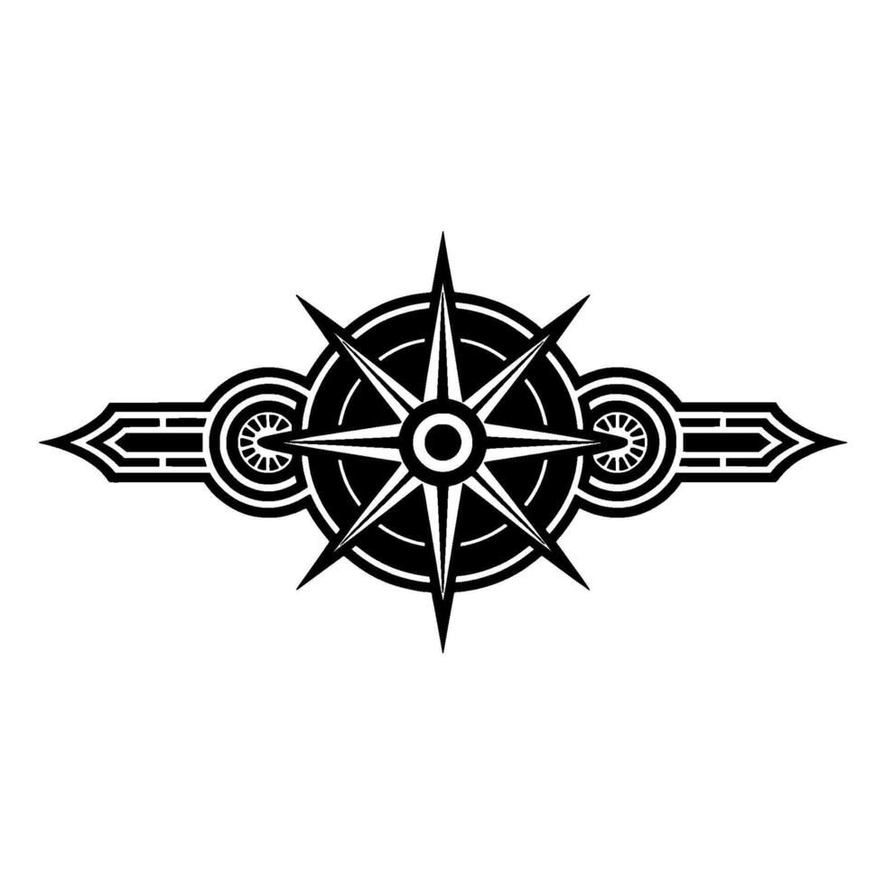 Elegant Black Compass Rose on White Background vector