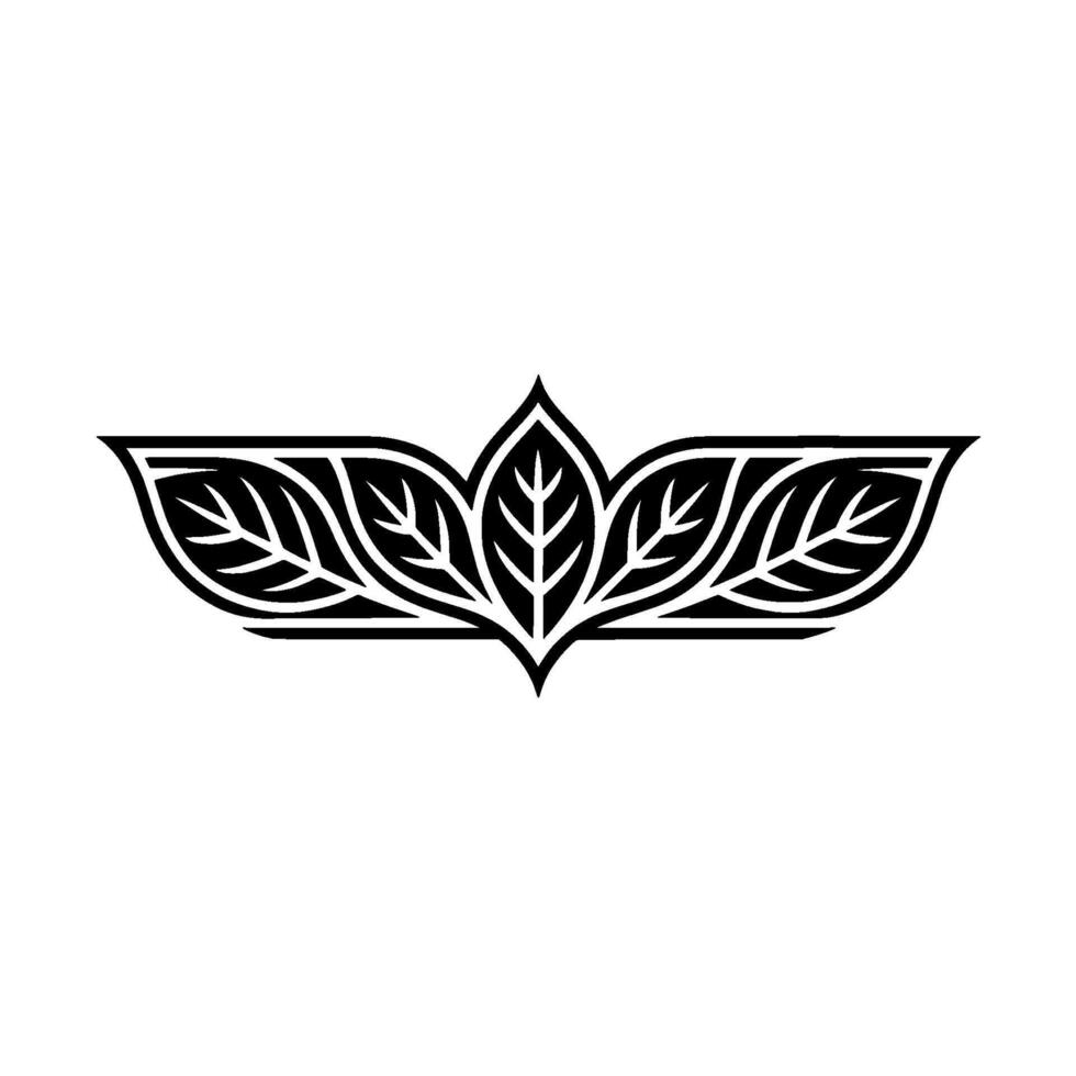 Elegant Black and White Leaf Motif vector