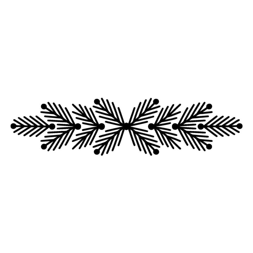 Minimalist Black Pine Sprig Border on White Background vector