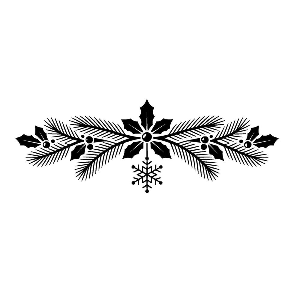 Minimalist Christmas Foliage Ornament Black and Red vector