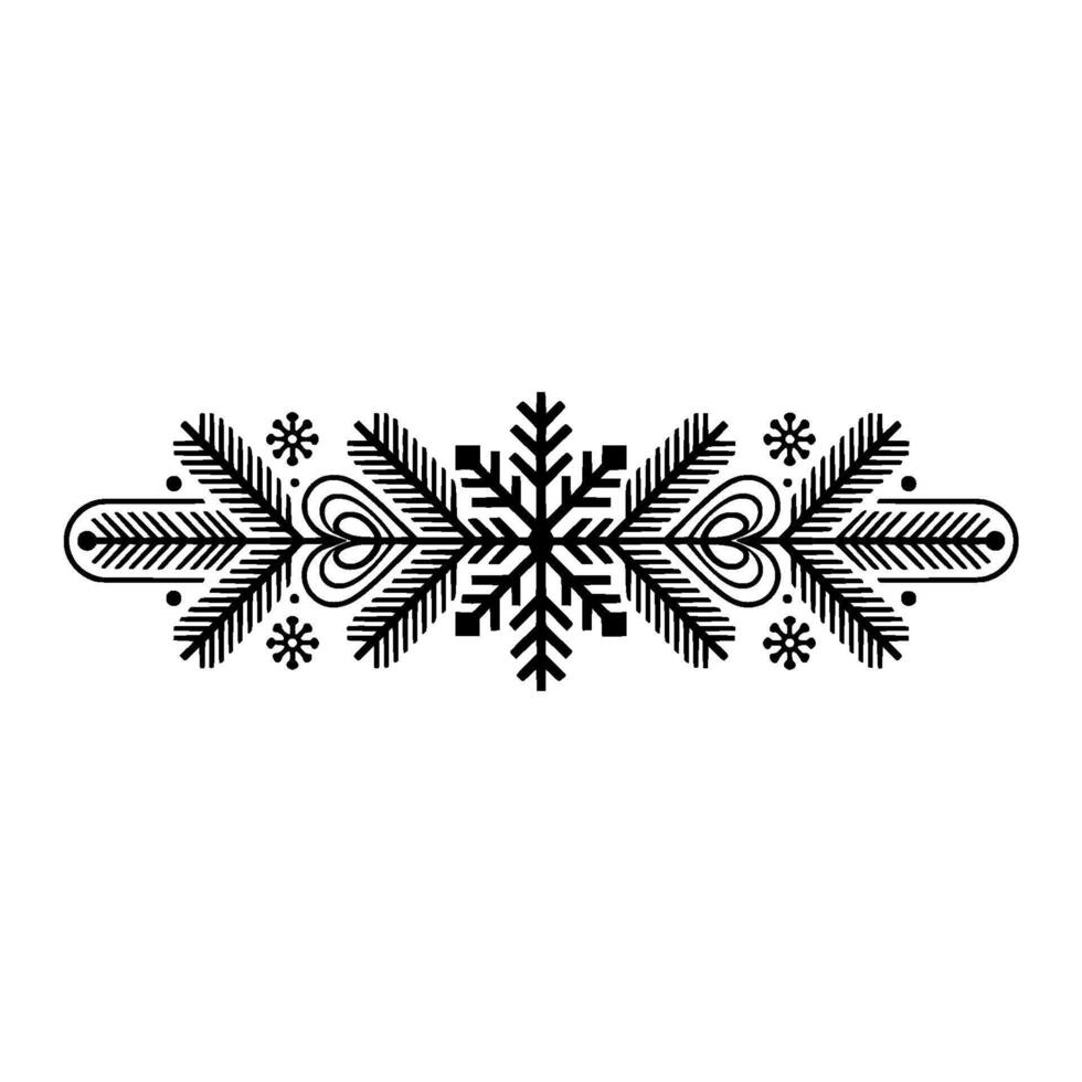 Minimalist Winter Border Snowflake, Hearts, and Fir vector