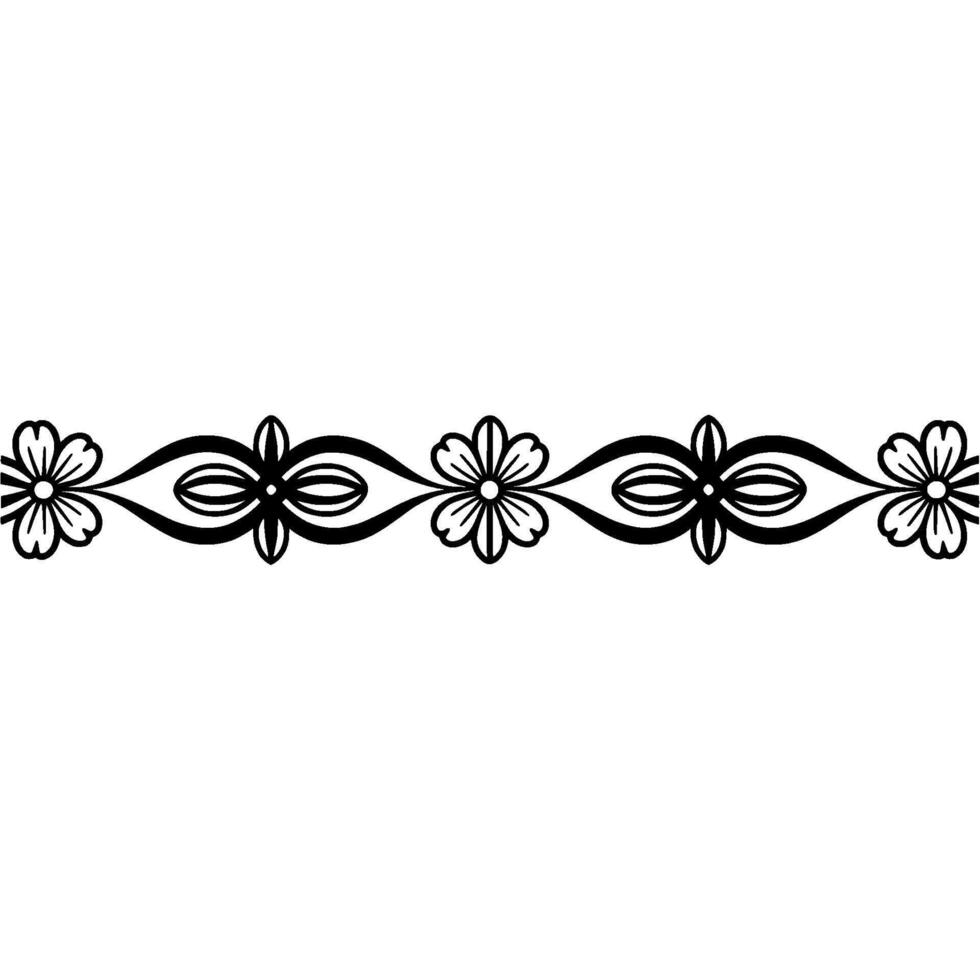 Floral Border Ornament, Black and White, Illustration vector