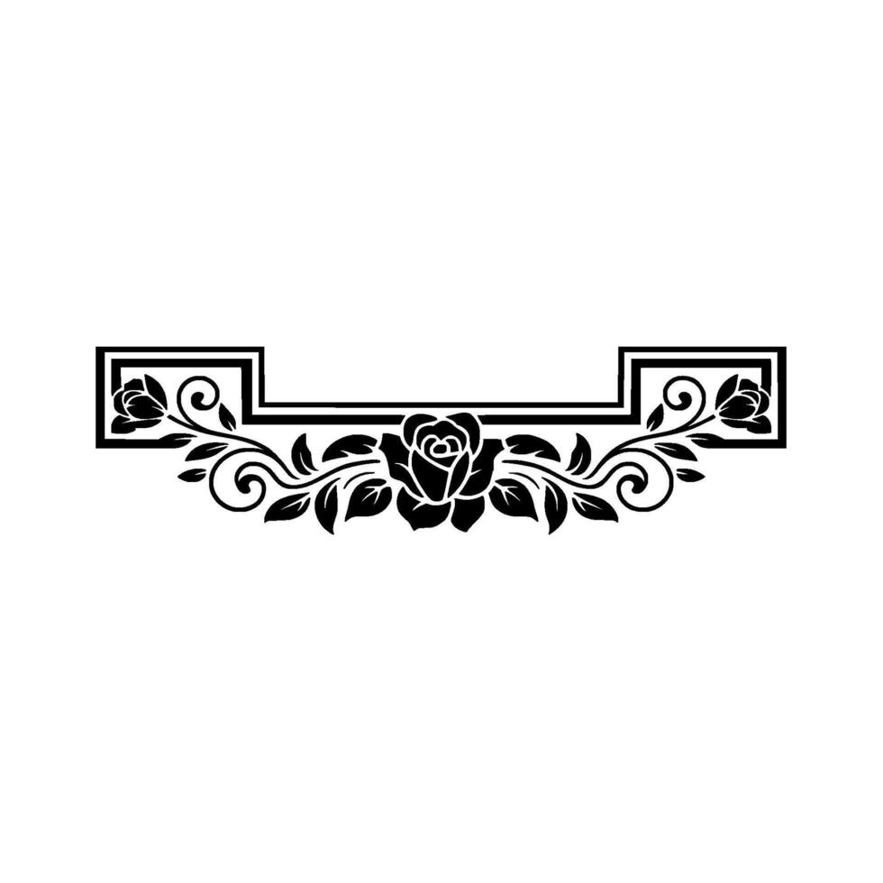 Elegant Black Floral Border Roses and Swirls on White vector