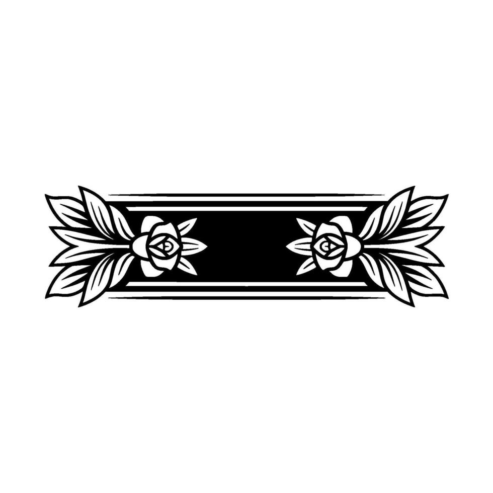 Elegant Floral Banner in Black and White, Decorative Element vector