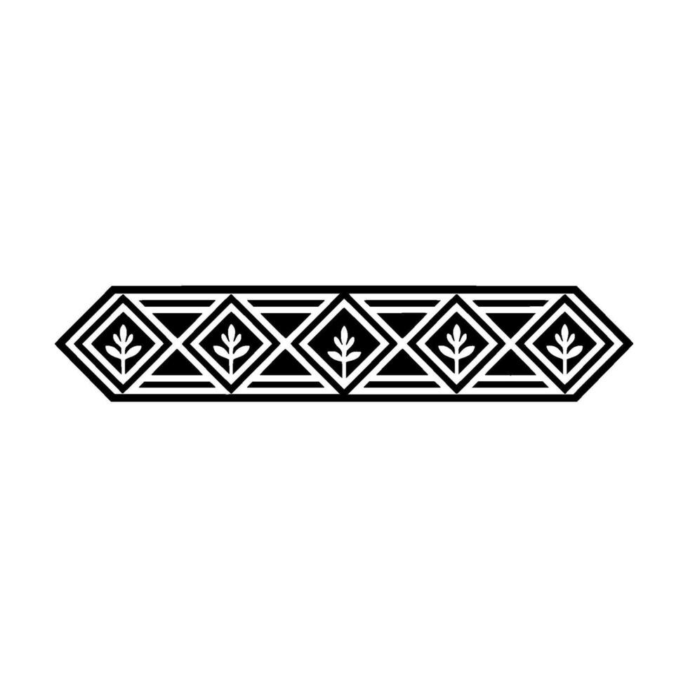 Geometric Leaf Border Ornament in Black on White vector