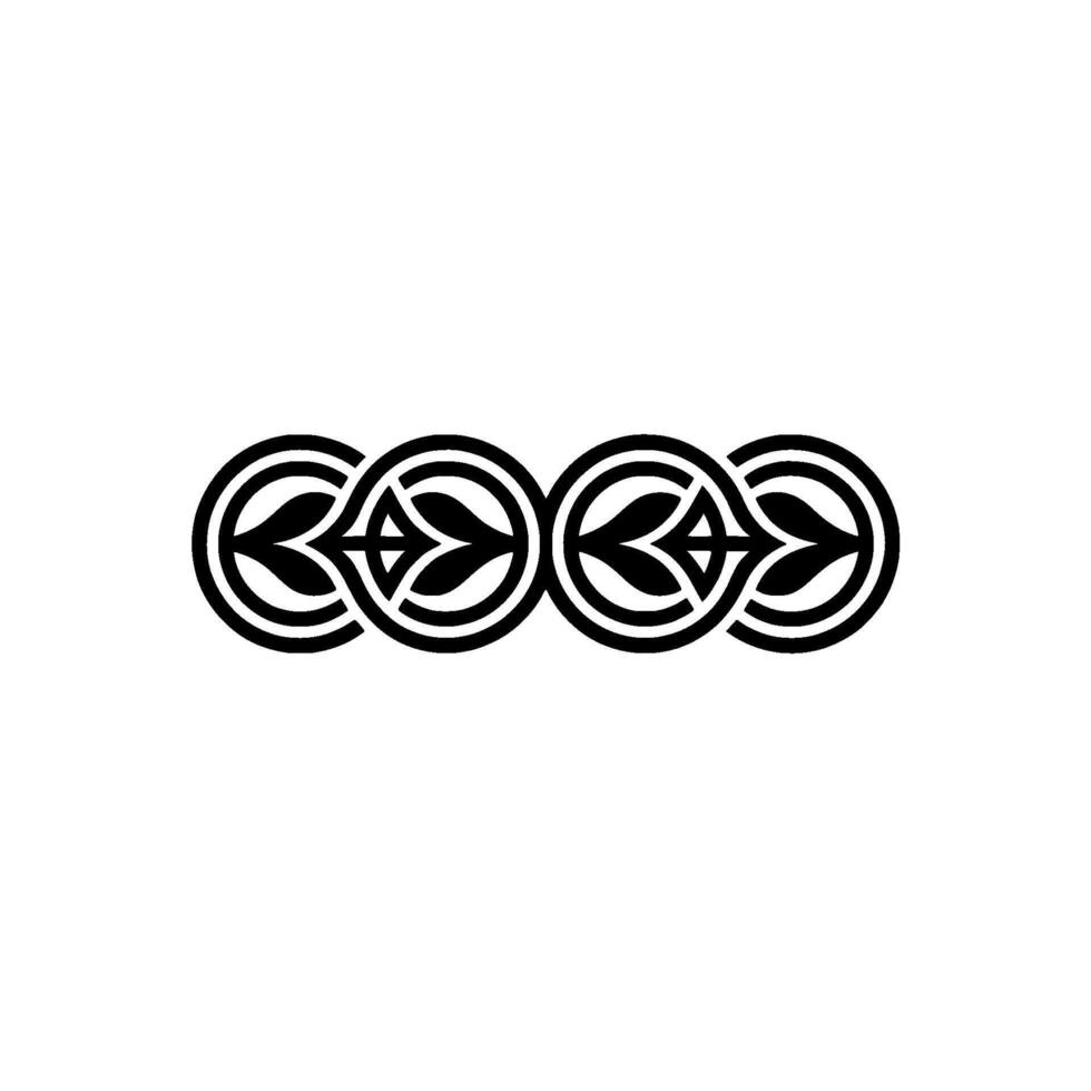 Black White Minimalist Floral Ornament, Abstract Geometric Border, Elegant vector