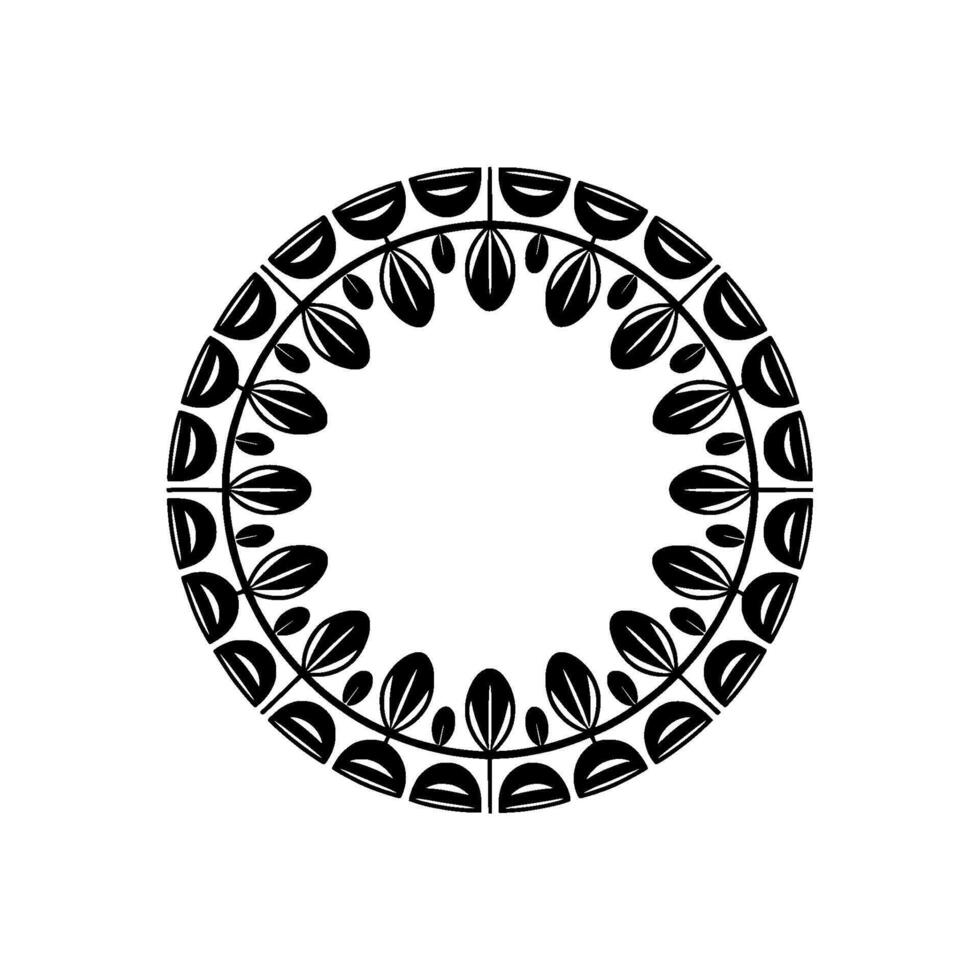 Circular Floral Frame in Black and White, Elegant vector