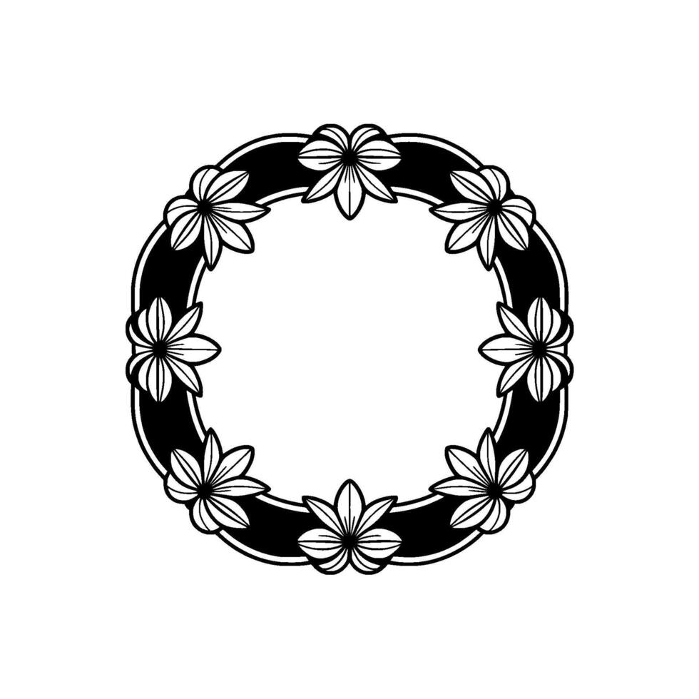 Floral Wreath Illustration, Monochromatic Decorative Frame vector