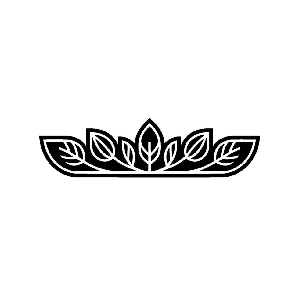 Minimalist Leaf Crown Black and White, Nature Element vector