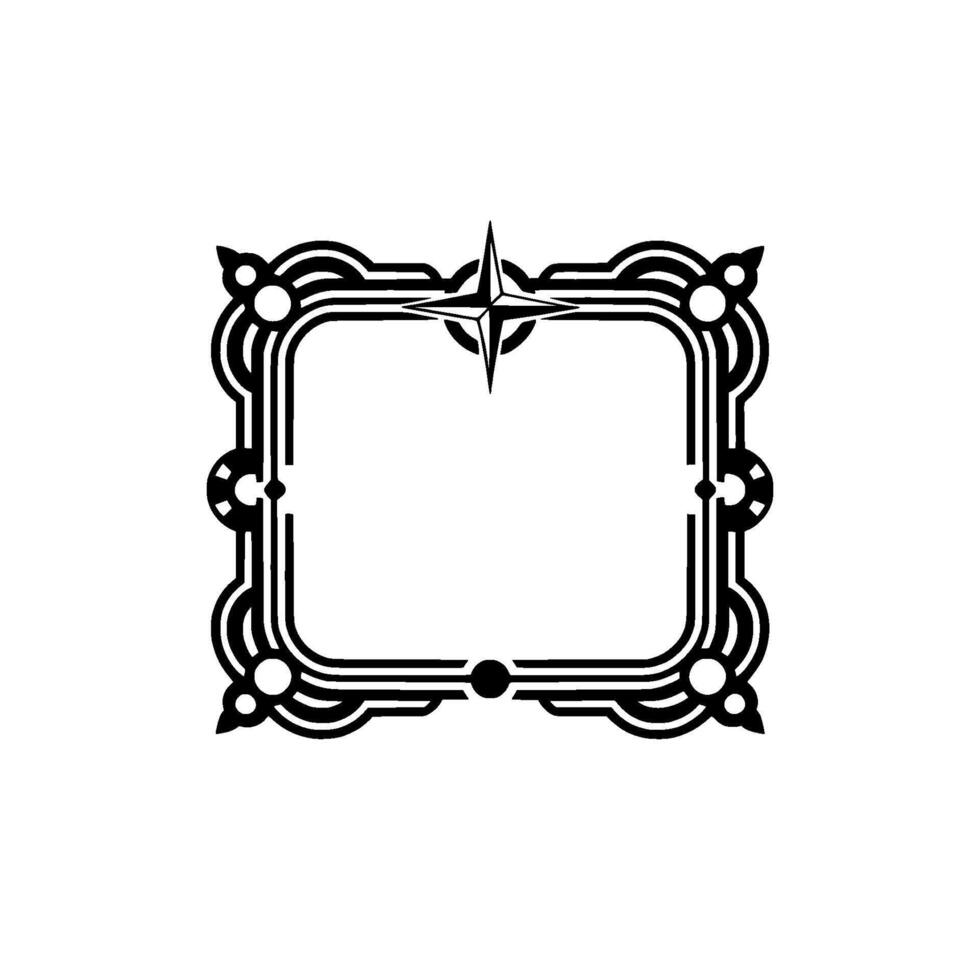 Art Deco Compass Frame, Decorative Border, Isolated on White vector