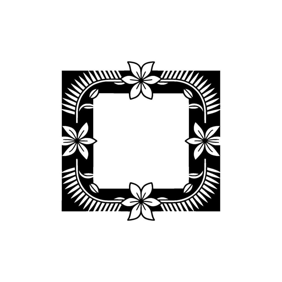 Floral Square Frame in Black and White, Decorative Border vector