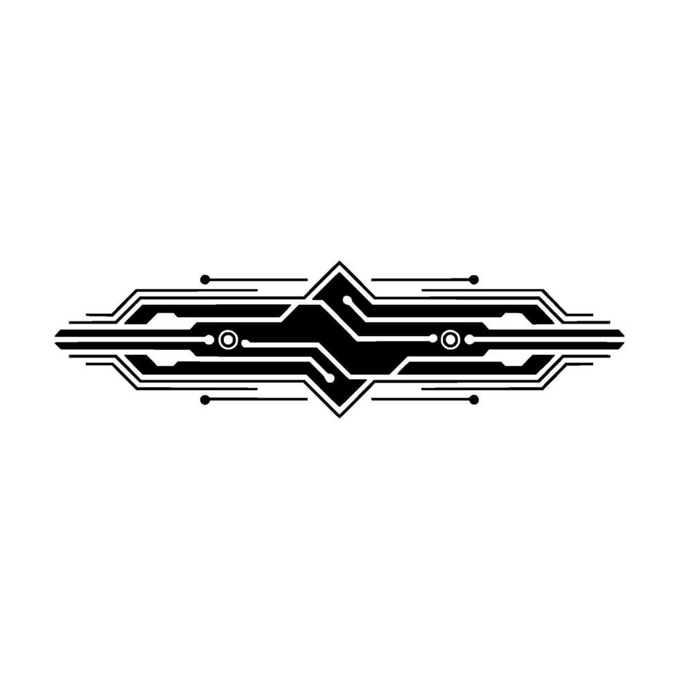 Geometric Circuit Board , Abstract Tech , Black White, Digital Art vector