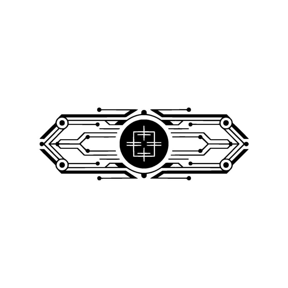 Minimalist Tech Circuitry Emblem on White Background vector