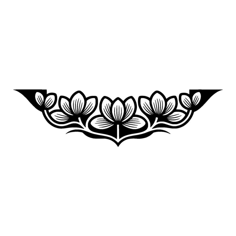 Elegant Floral Swirl Ornament, Black and White, Decorative vector