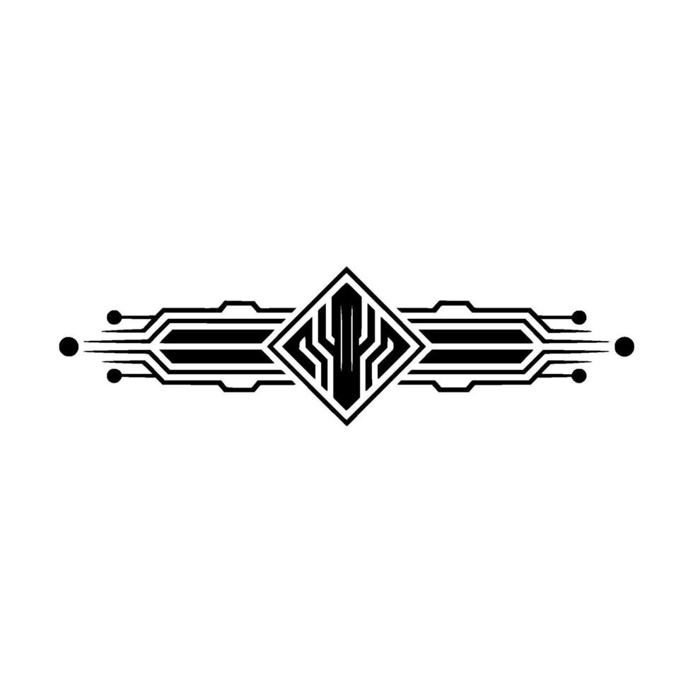 Futuristic Tech Circuitry Emblem on White Background vector