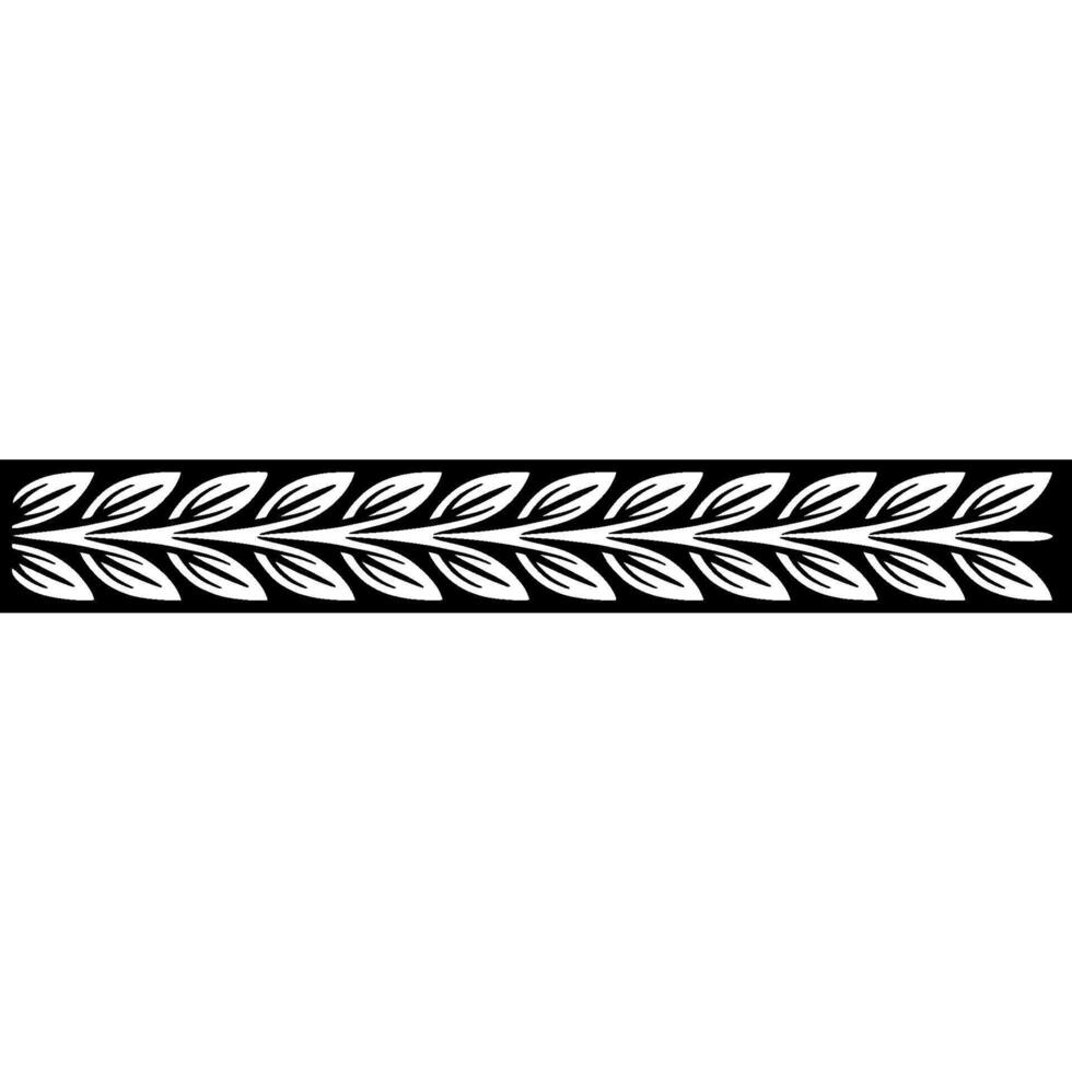 Elegant Silver Leaf Border on Black Stripe Minimalist vector