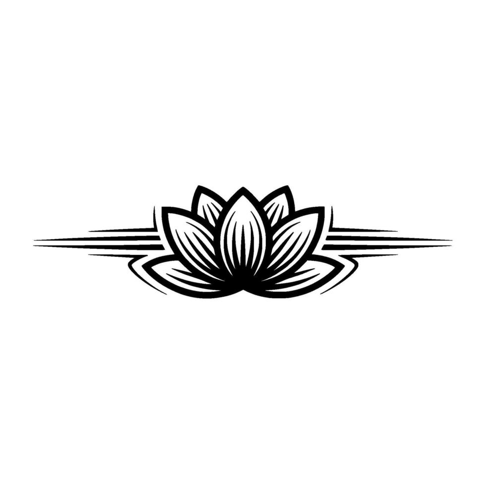 Minimalist Black Lotus Flower Line Art, Serene Elegant vector