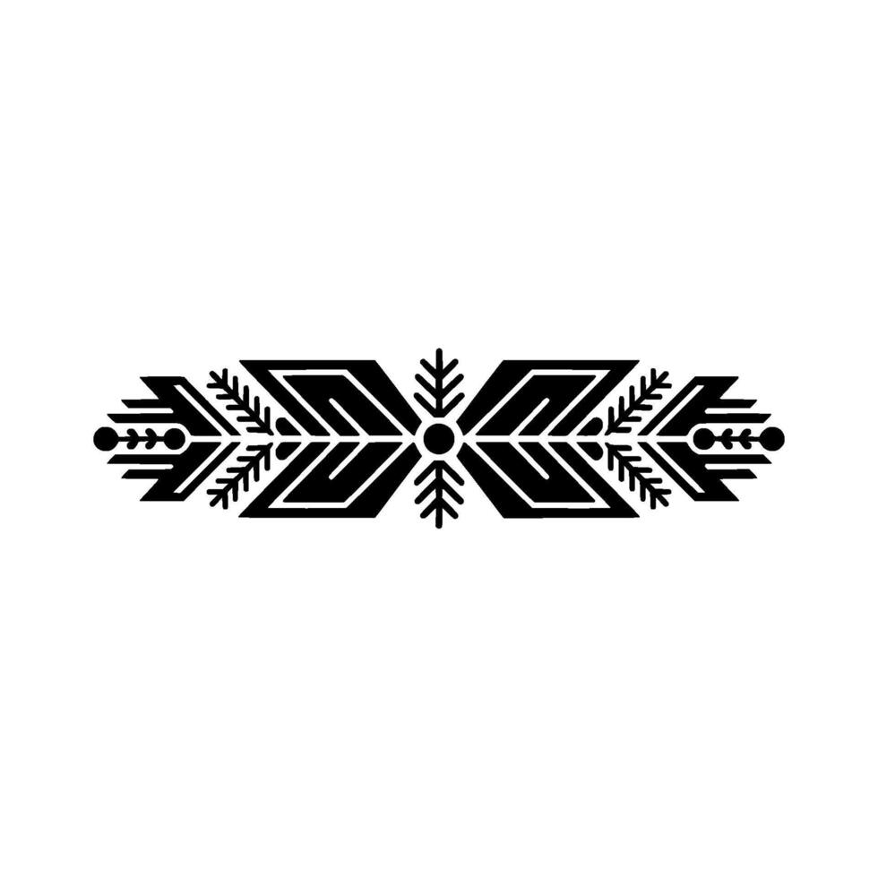 Black Geometric Ornament on White Minimalist Element vector
