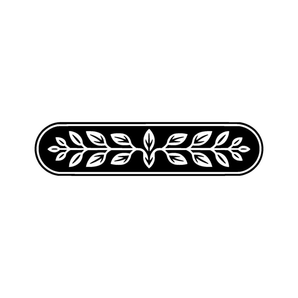 Minimalist Leaf Ornament in Black and White, Elegant Element vector