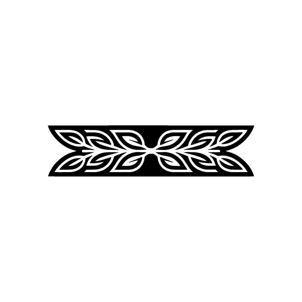 Elegant Black Leaf Motif on White Background Decorative Border, Art vector