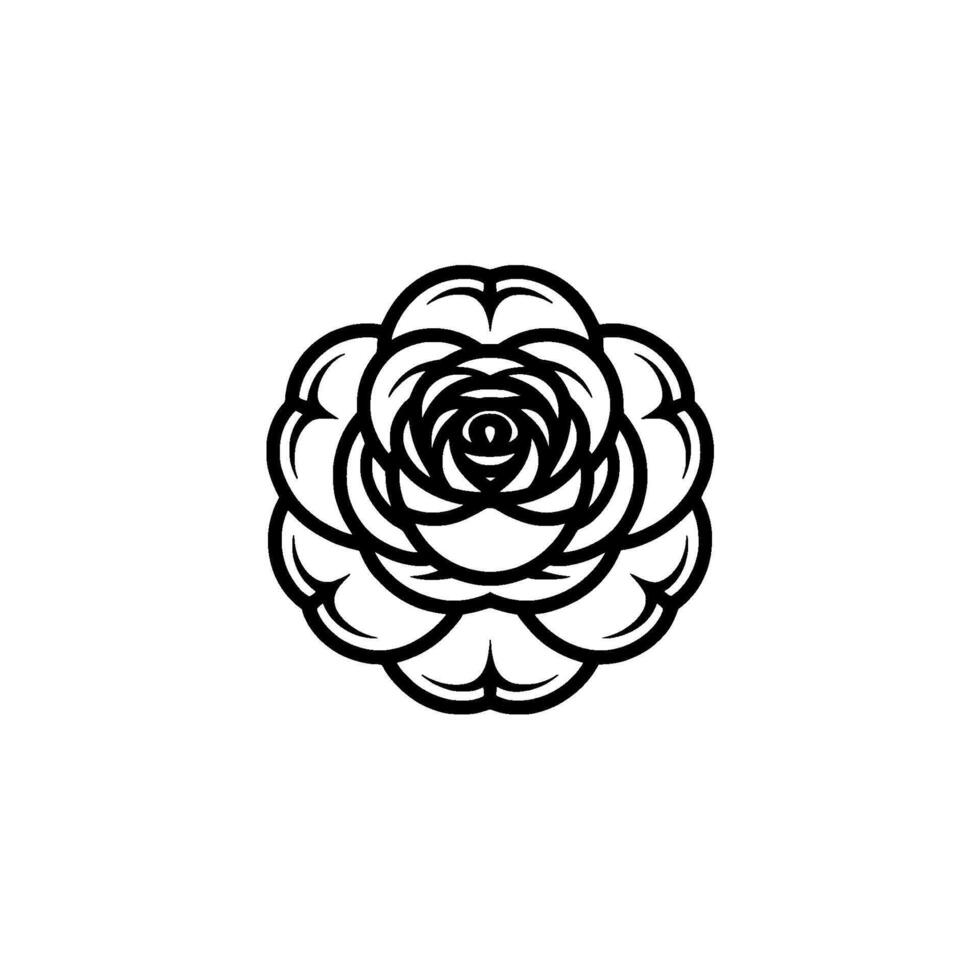 Elegant Black and White Rose , Minimalist Floral Illustration vector