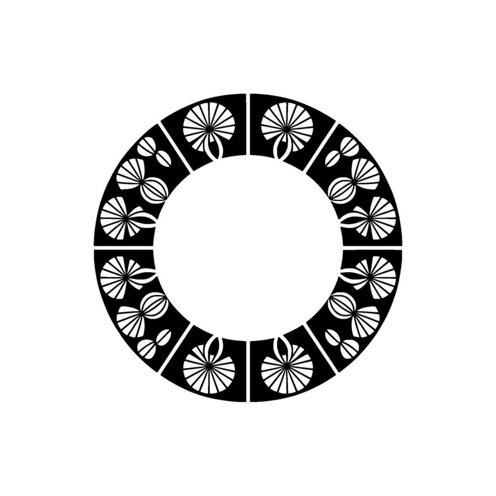 Abstract Black and White Geometric Floral Ring, Modern Minimalist vector