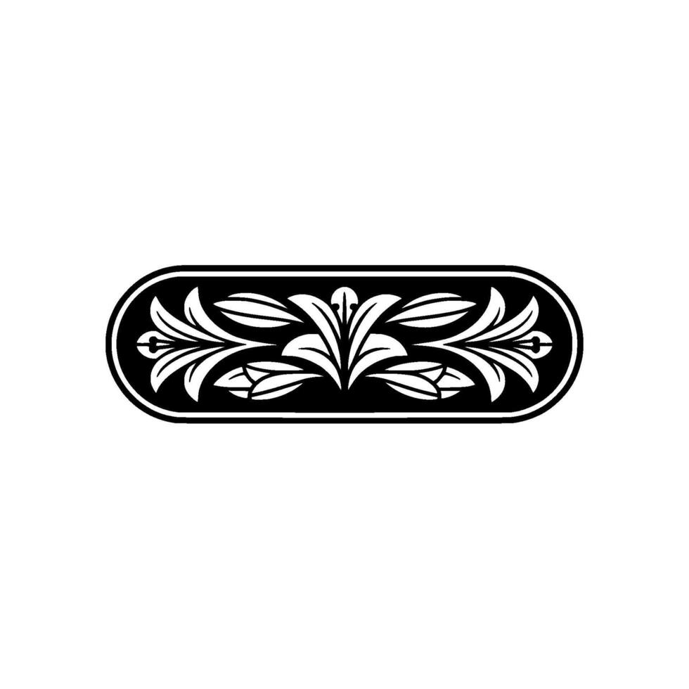 Elegant Black and White Floral Ornament on Neutral Background vector