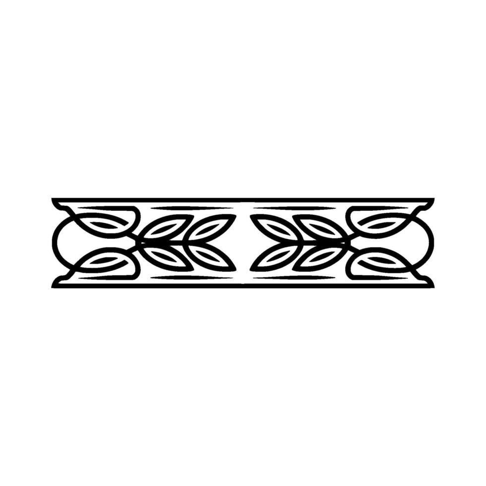 Elegant Line Art Border Leafy Ornamental vector