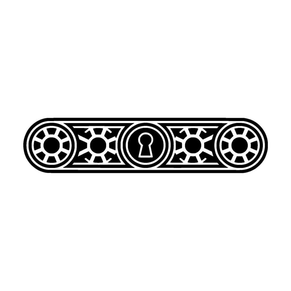 Black White Geometric Keyhole Pattern Decorative Border vector