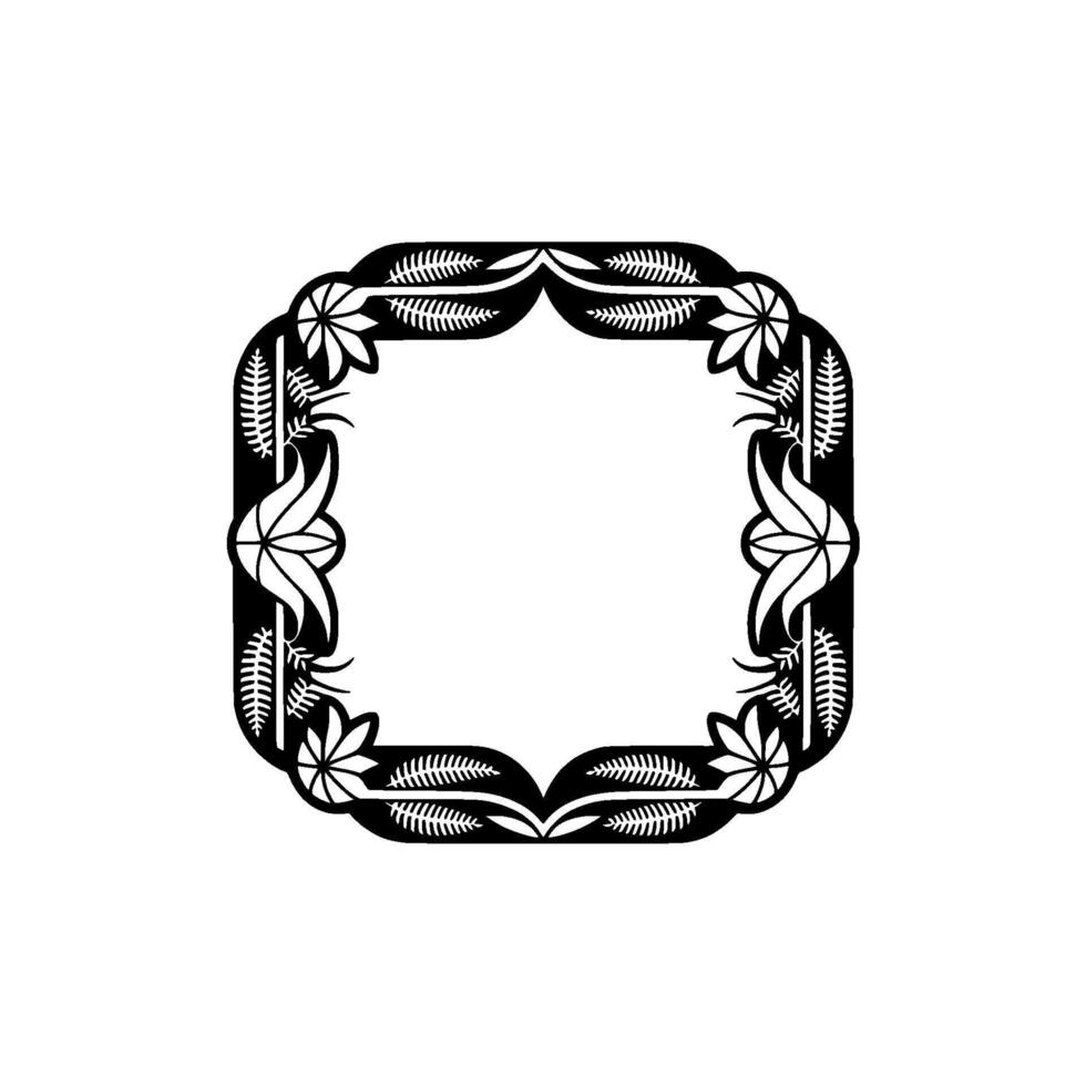 Elegant Floral Frame Silhouette on White, Decorative Border vector