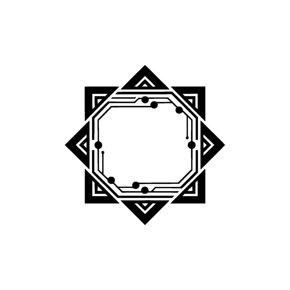 Geometric Tech Circuit Board in Star , Minimalist Abstract vector