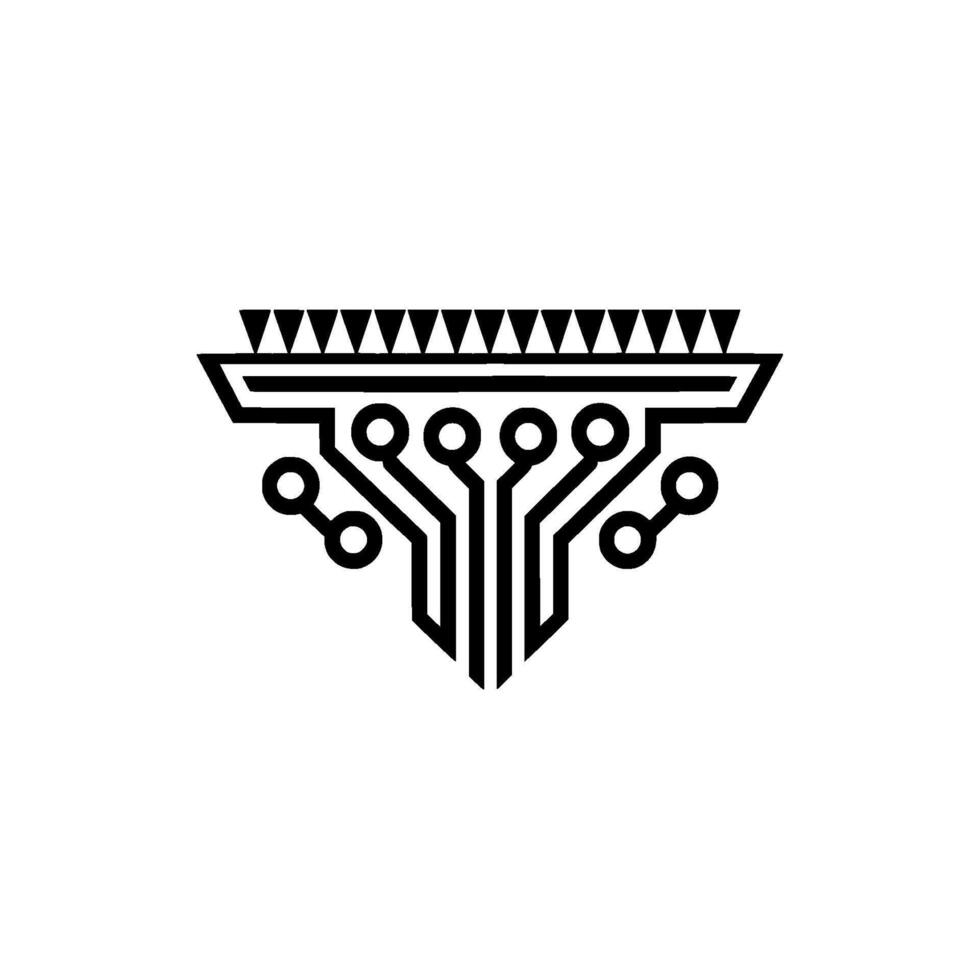 Abstract Circuit Board with Triangles Tech Concept, Minimalist vector