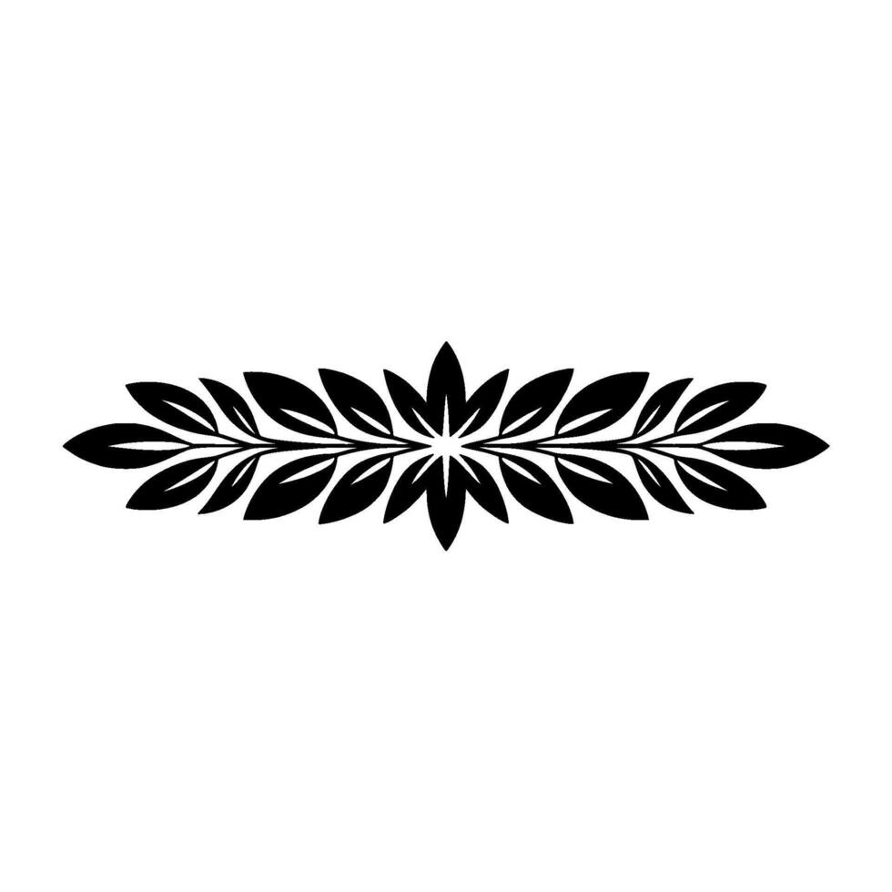 Black Leaf Ornament , Minimalist Floral on White vector