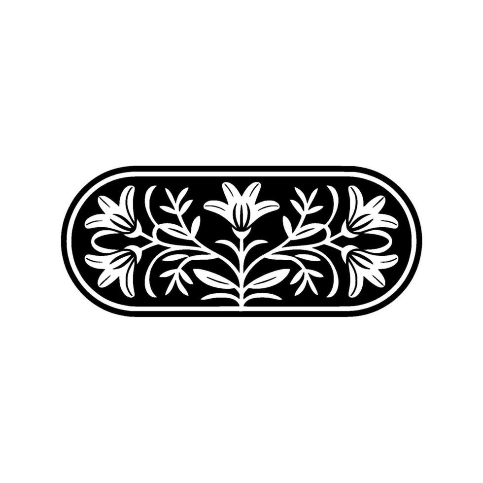 Elegant Floral on White Background, Black and White vector
