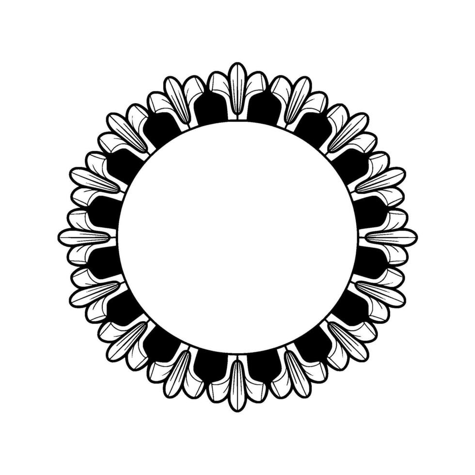Elegant Black and White Circular Decorative Frame on White Background vector