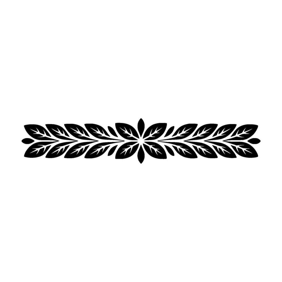 Decorative Floral Border Element, Black Leaves, Simple vector