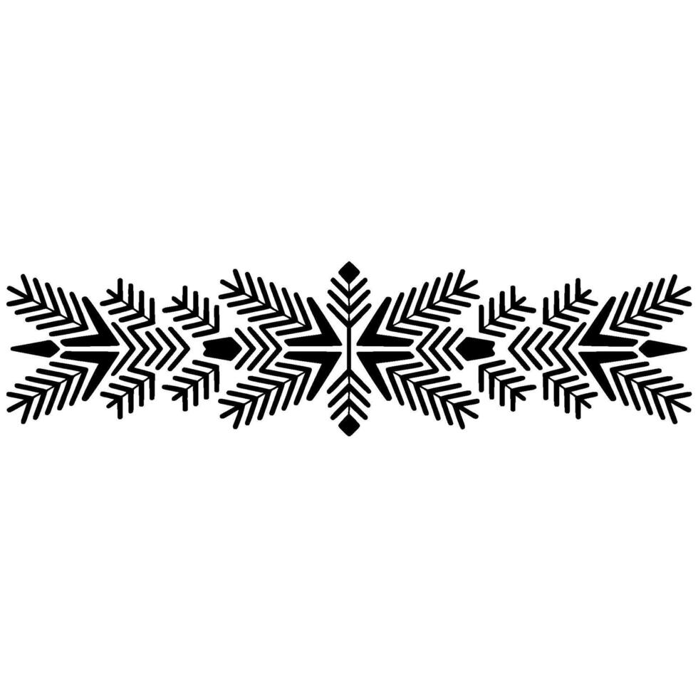 Minimalist Winter Decoration Black Snowflake Border on White Background vector