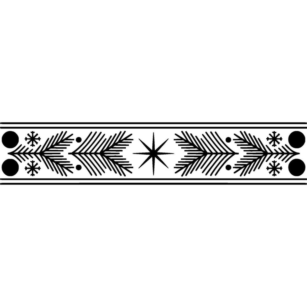 Minimalist Christmas Border Geometric Black White Decorative Element vector