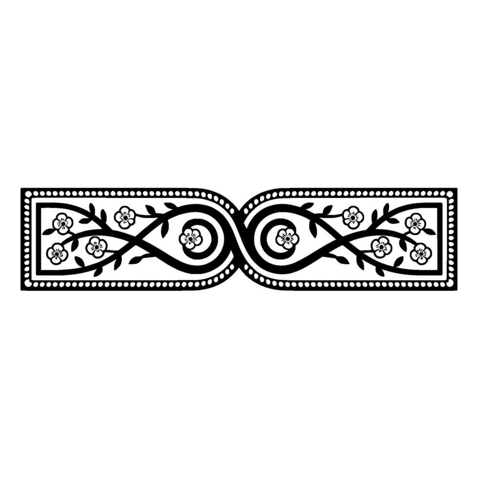 Black Floral Scroll , Decorative Border Element on White vector