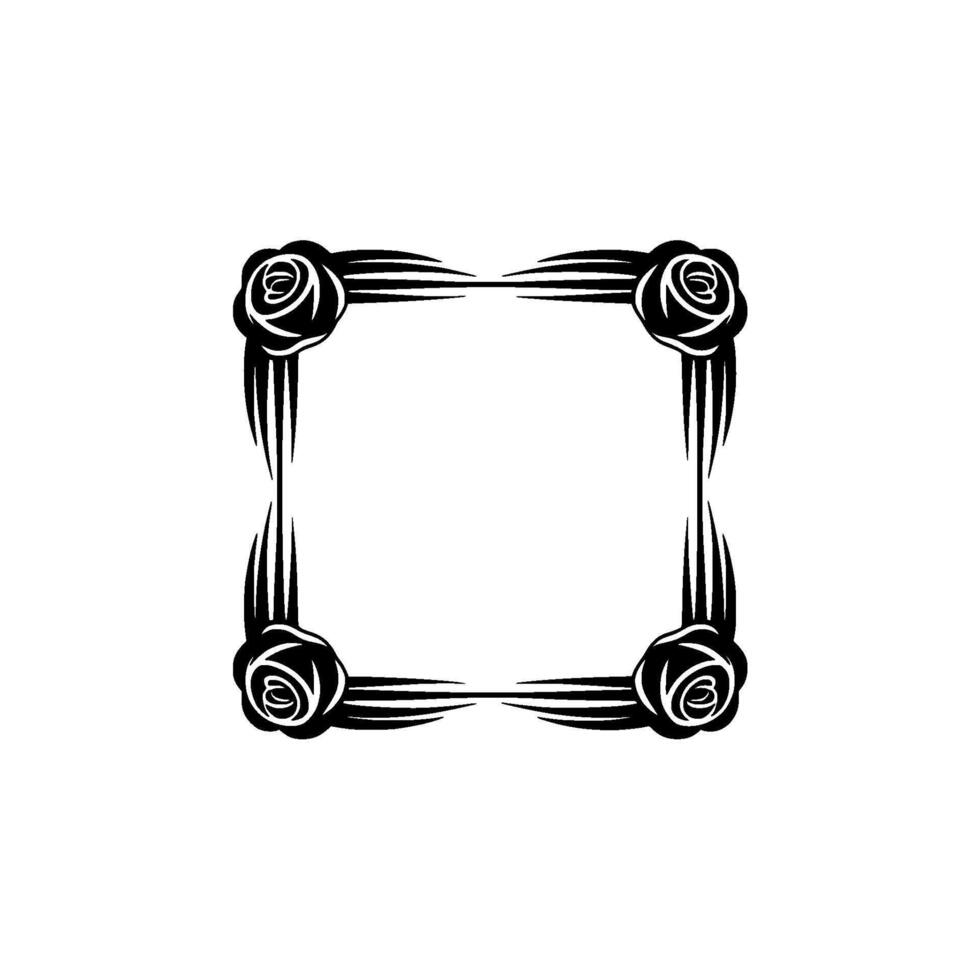 Elegant Black and White Rose Frame Decorative Floral Border vector