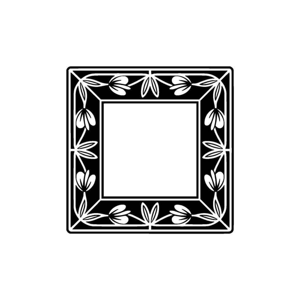 Elegant Floral Frame, Black and White , Minimalist Style vector