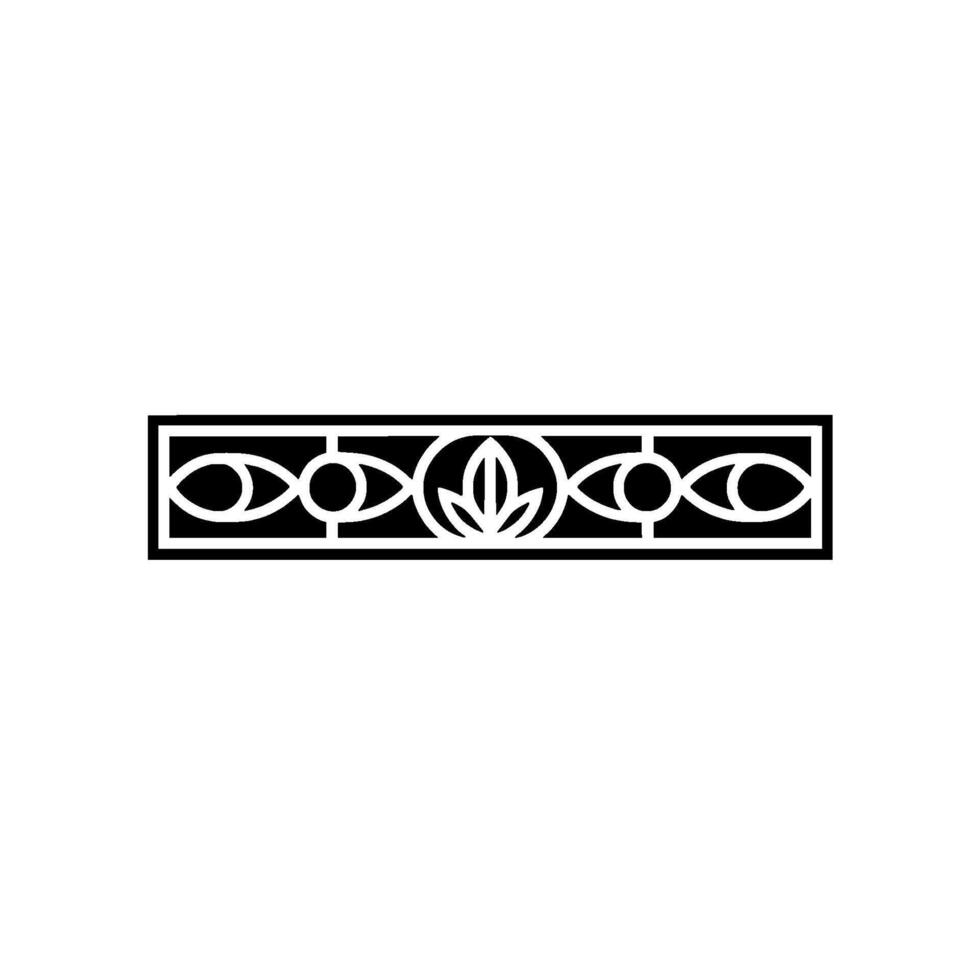 Minimalist Geometric Border with Eye and Floral Motifs on White Background vector