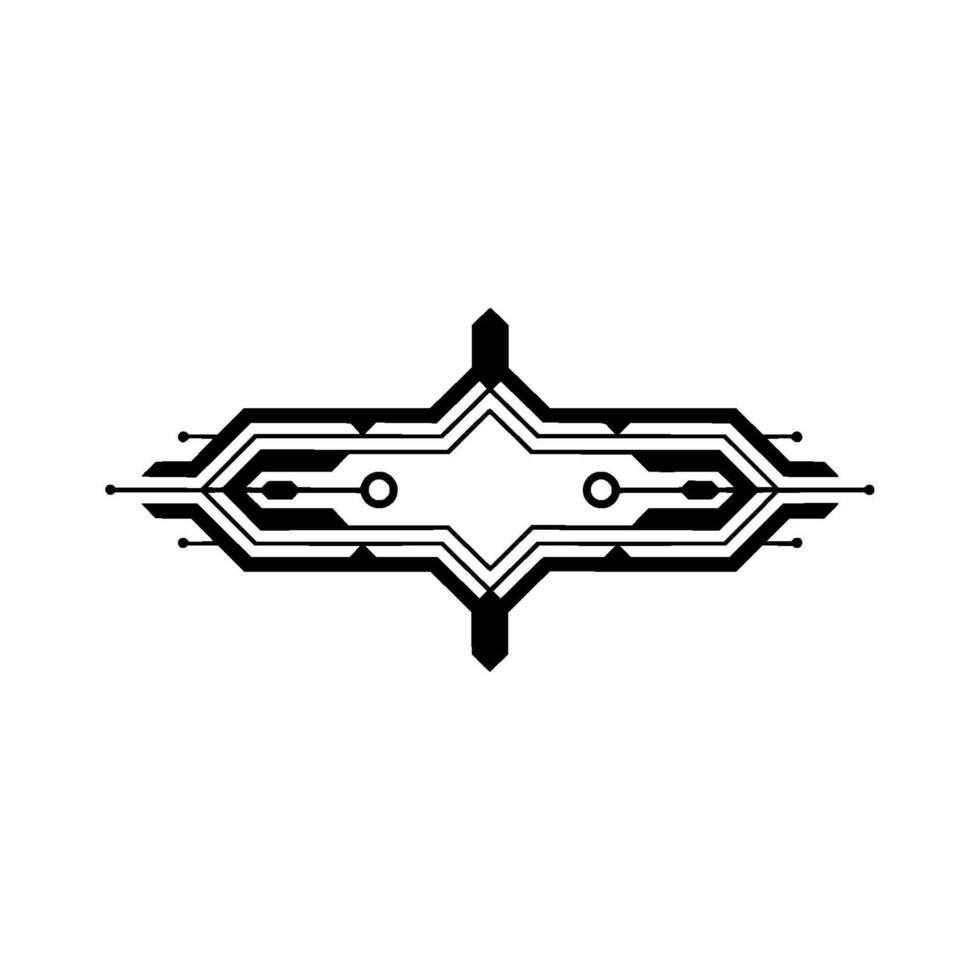 Abstract Tech Circuitry Emblem, Minimalist , White Background vector