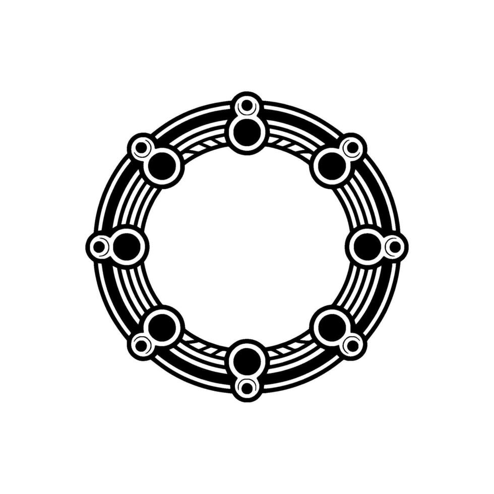 Abstract Geometric Circle Ornament in Black White, Art Deco Style vector