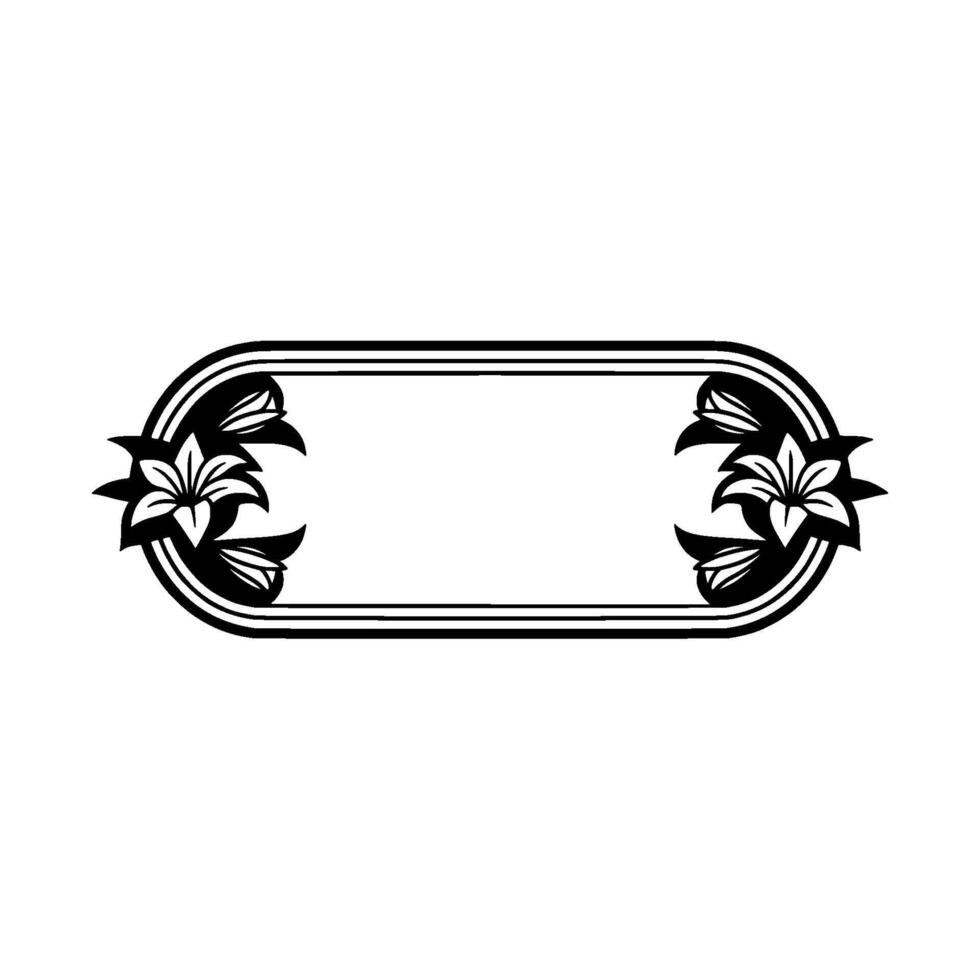 Elegant Floral Frame with Lilies, Black and White vector